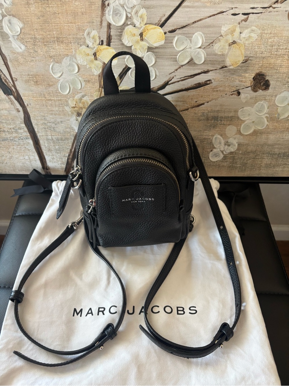 Marc Jacobs Black Pebbled Leather Mini Backpack